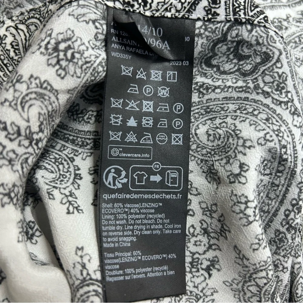 AllSaints Black and White Paisley Midi Shirt Dress - Picture 12 of 14